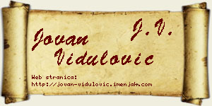 Jovan Vidulović vizit kartica
